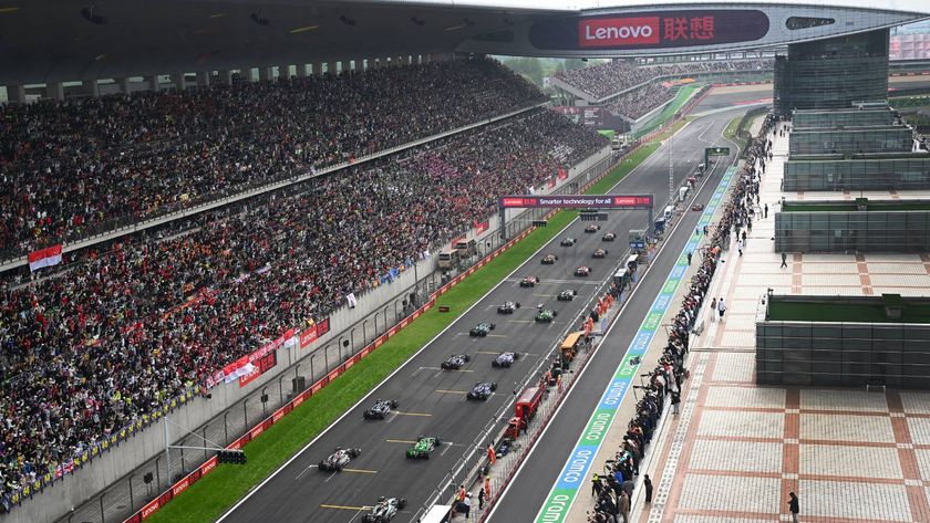 The starting line of the Chinese Grand Prix during the 2024 race.