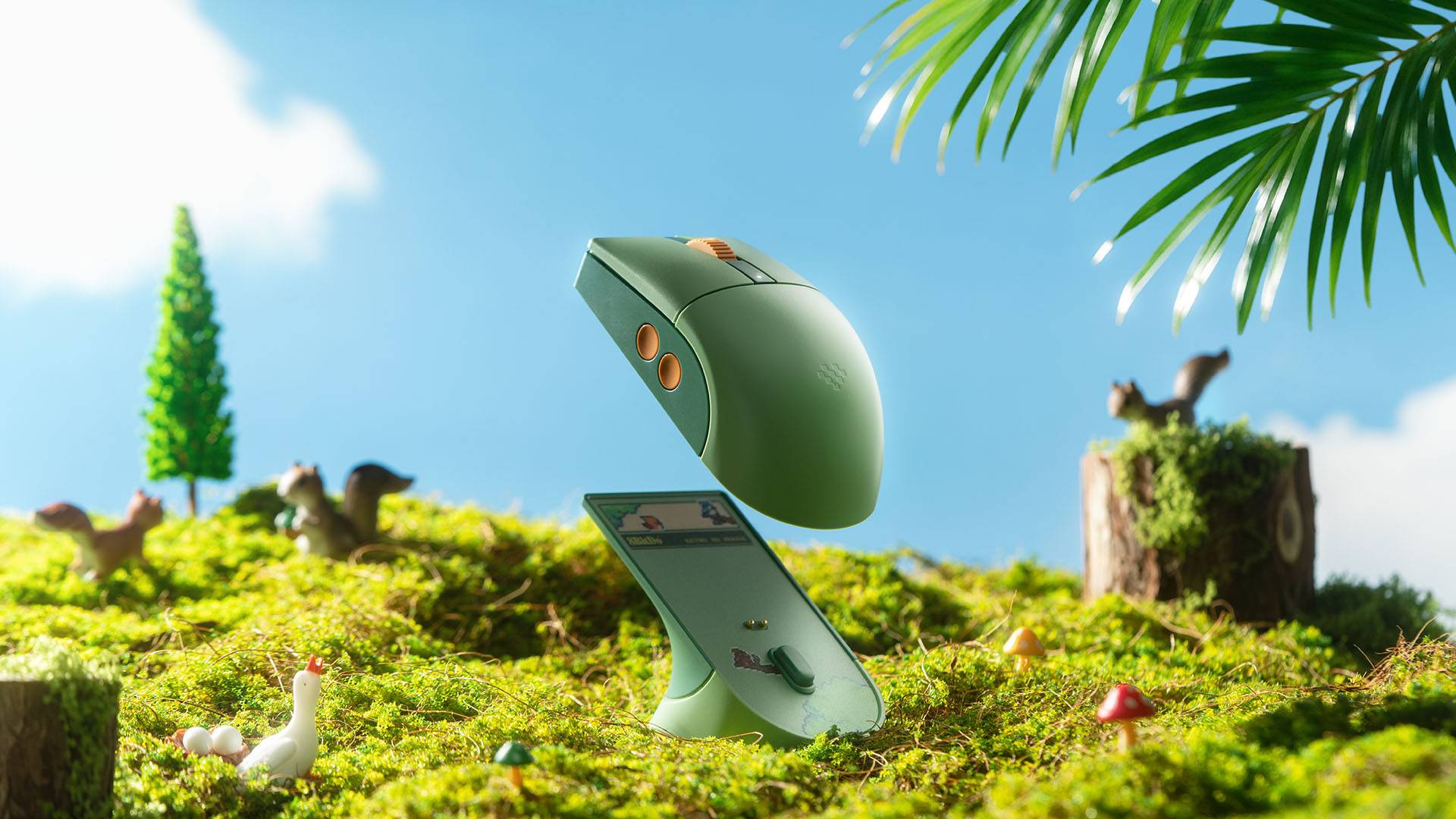 Image of the Forest Wonder 8BitDo Retro R8 Mouse as part of the Designed for Xbox Cozy Collection.