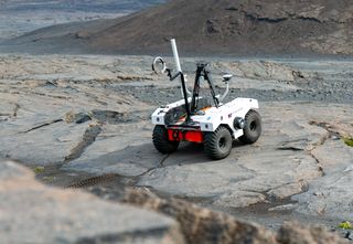 Researchers tested this rover prototype alongside a drone prototype in Iceland this summer.