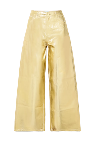 Ganni Metallic High-Rise Wide-Leg Organic Jeans