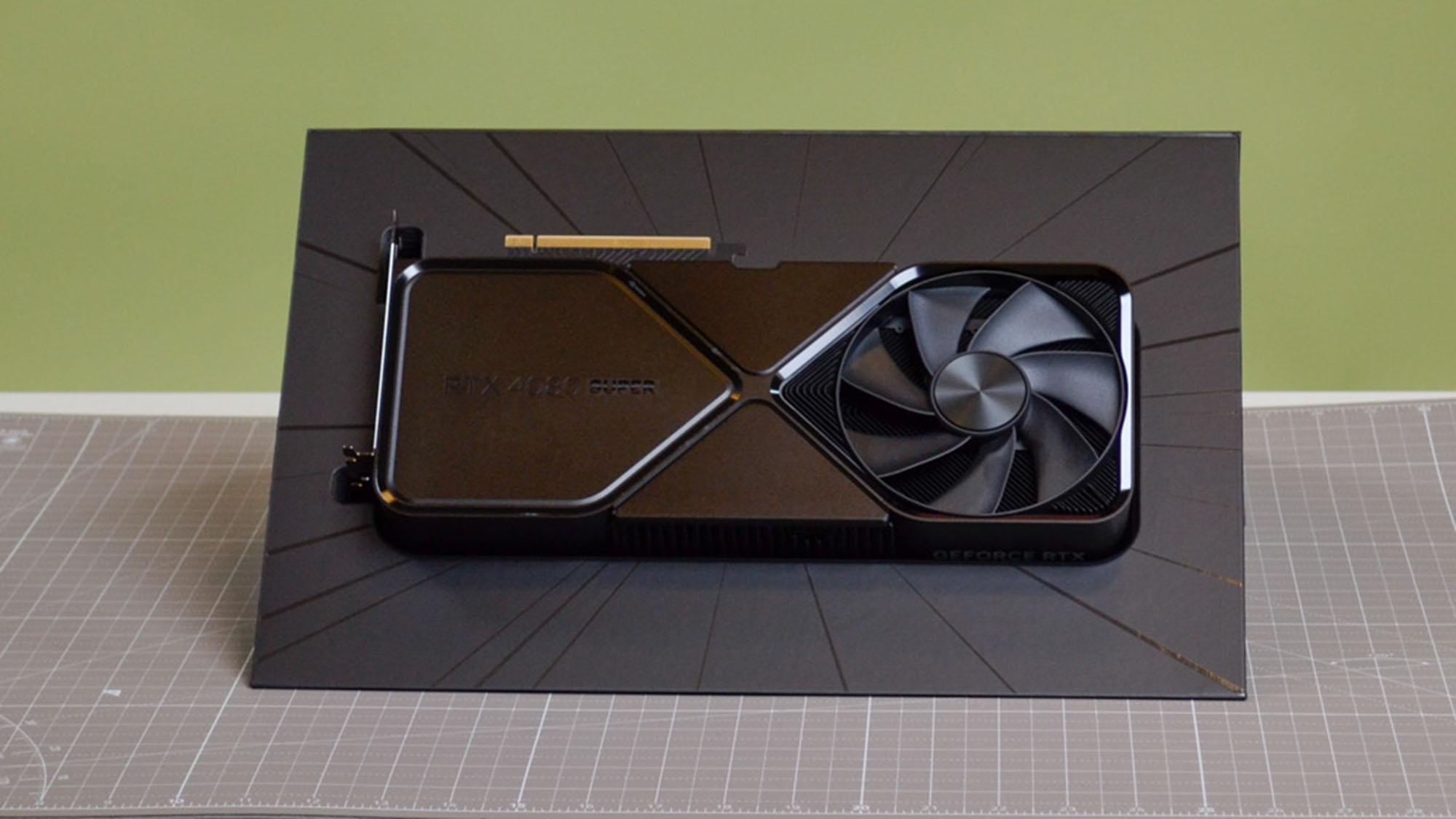 An Nvidia GeForce RTX 4080 Super on a desk