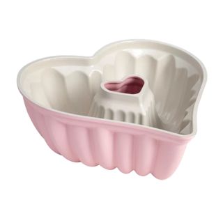 A pink heart-shaped fluted pan from Paris Hilton's Walmart line