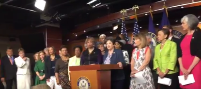 House Democratic women holding a press conference.