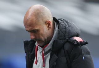 Pep Guardiola will watch the game at Old Trafford on Sunday