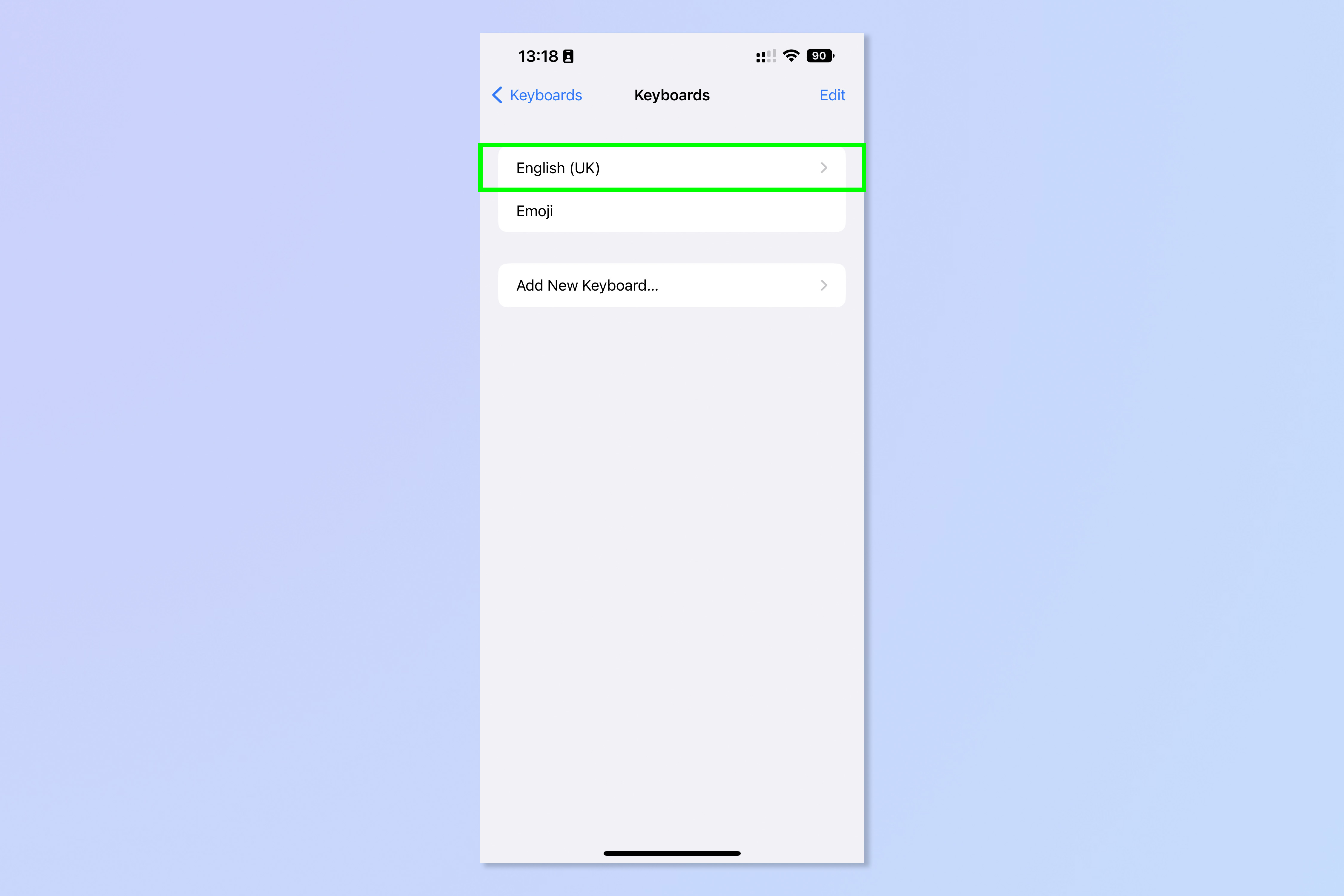 Una captura de pantalla que muestra los pasos necesarios para habilitar la distribución del teclado Dvorak en iPhone