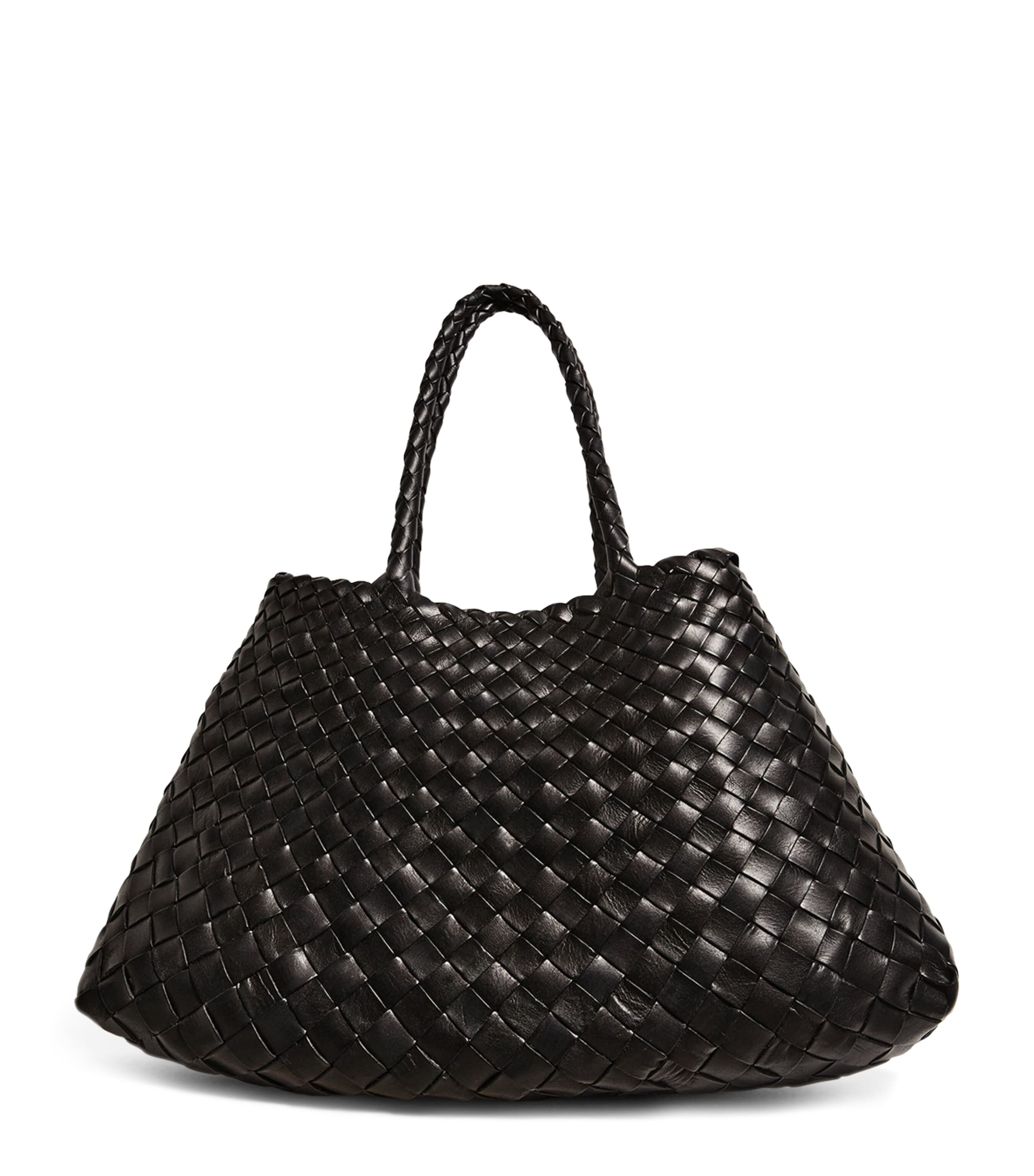 Small Leather Woven Santa Croce Tote Bag