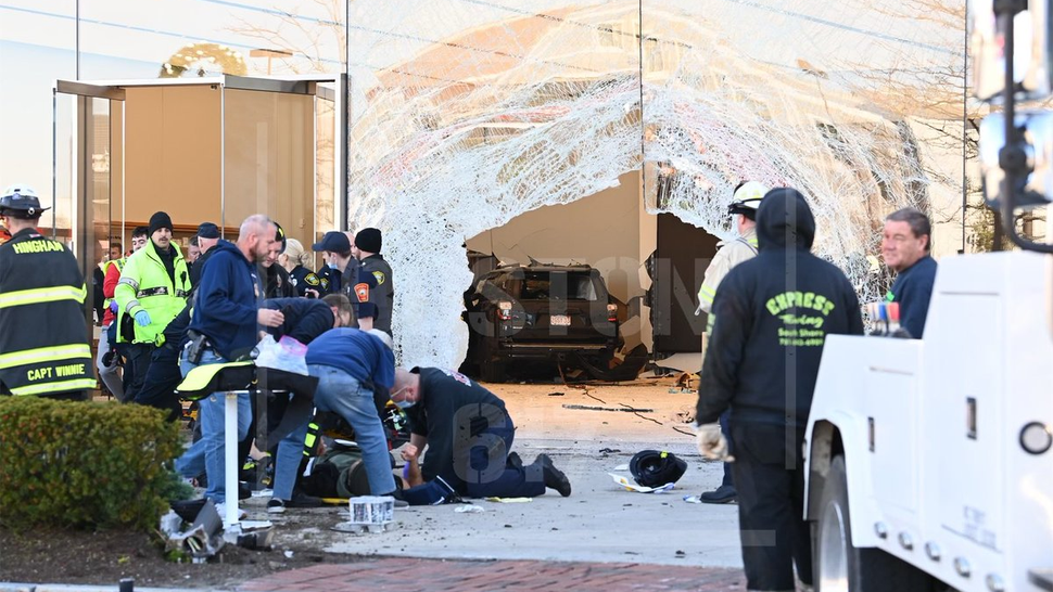 One dead, 16 injured after SUV crashes into Massachusetts Apple store