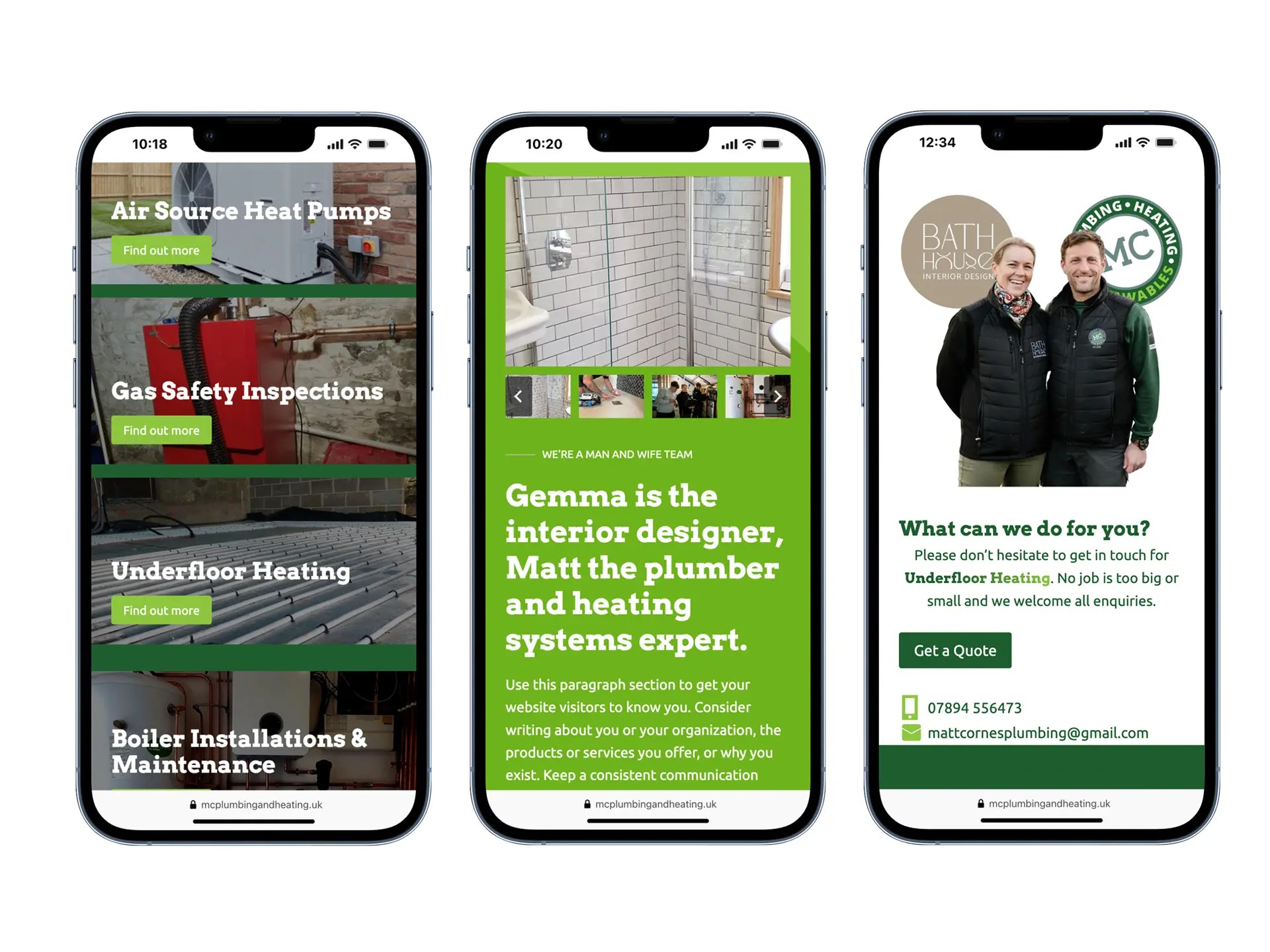 Instilled website on three mobile screens
