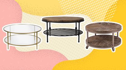 A collage of round coffee tables