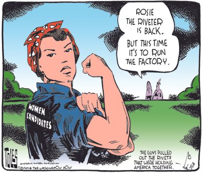 Political cartoon US Rosie the riveter U.S. elections women