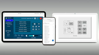 The Extron Control Pro app on a smartphone and tablet.