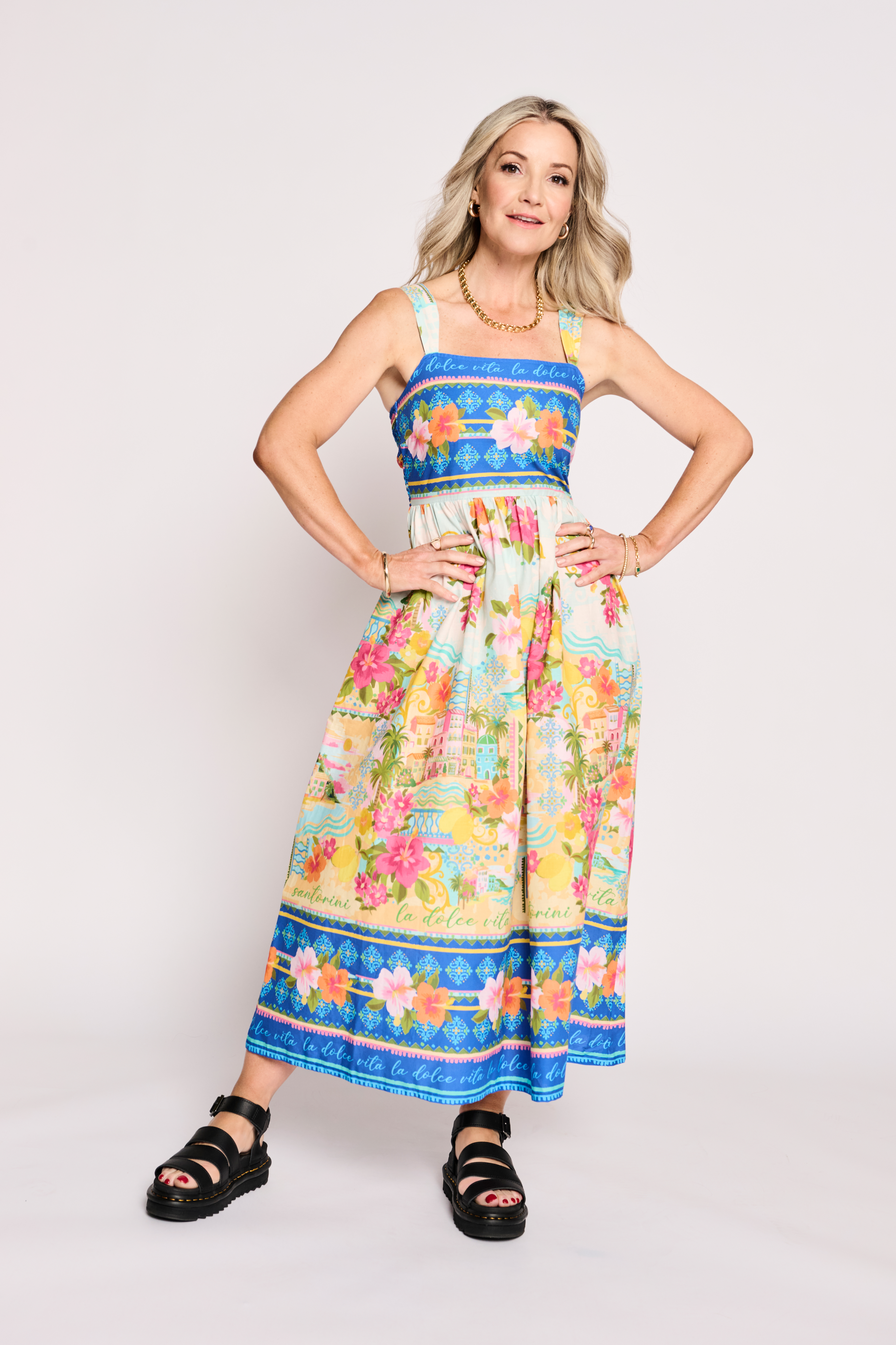 Helen Skelton in a floral dress