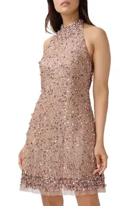 Aidan by Aidan Mattox Beaded Halter Swing Dress $275 $206 | Bloomingdale's