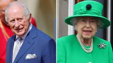 A composite of a picture of King Charles at Easter 2026 and a picture of Queen Elizabeth on the Buckingham Palace balcony in 2022