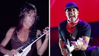 Left&ndash;Randy Rhoads plays guitar during the Blizzard of Ozz Tour in New York 1981; Right&ndash;Tom Morello performs on stage during 2019 iHeartRadio ALTer Ego in Inglewood, California