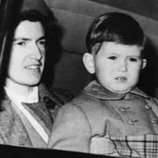 King Charles with his nanny, Mabel Anderson, and his sister Princess Anne, and her nanny Helen Lightbody, leaving Clarence House in London, England, December 22, 1950