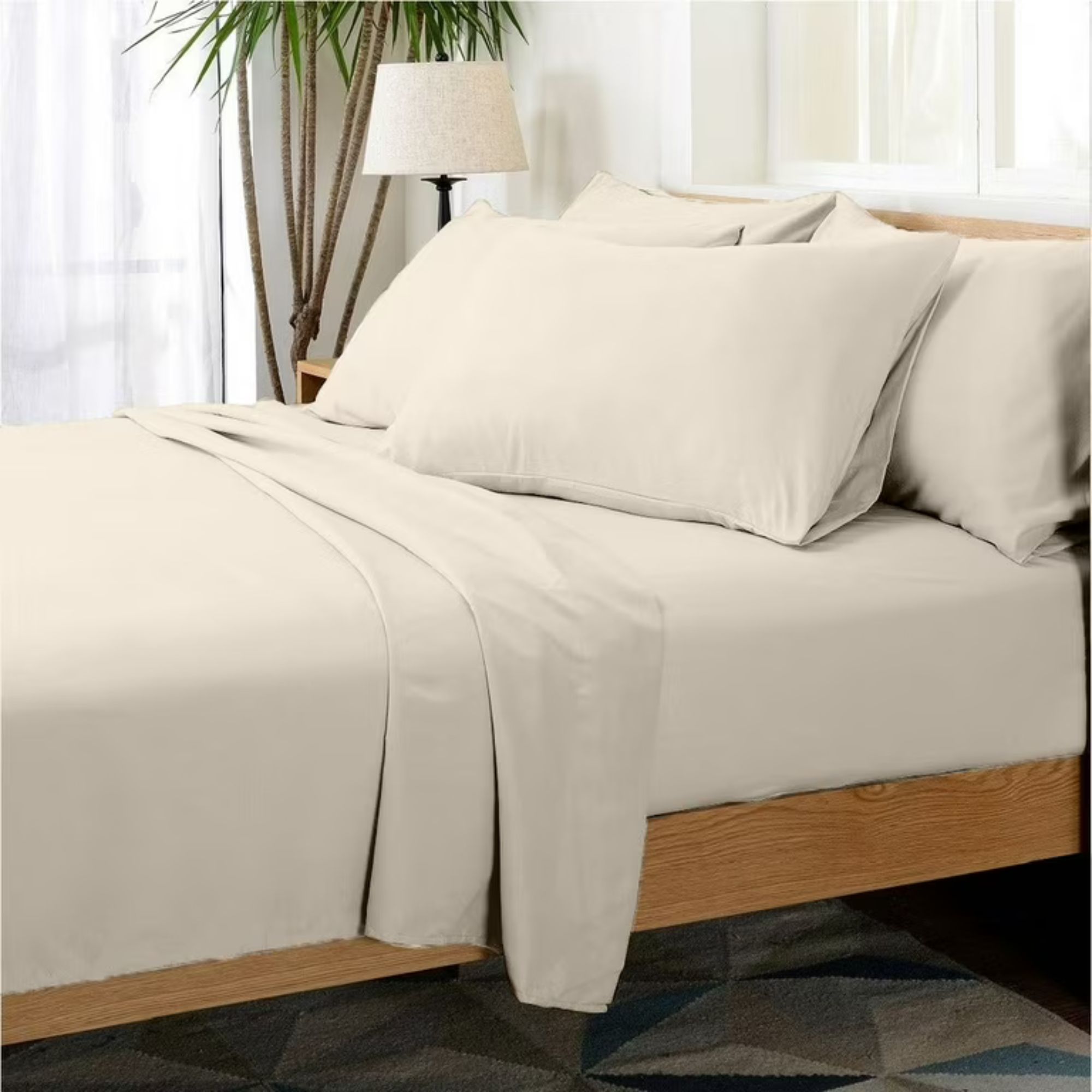 Hotel Collection Rayon derived from Bamboo Bed Sheet Set on a bed.