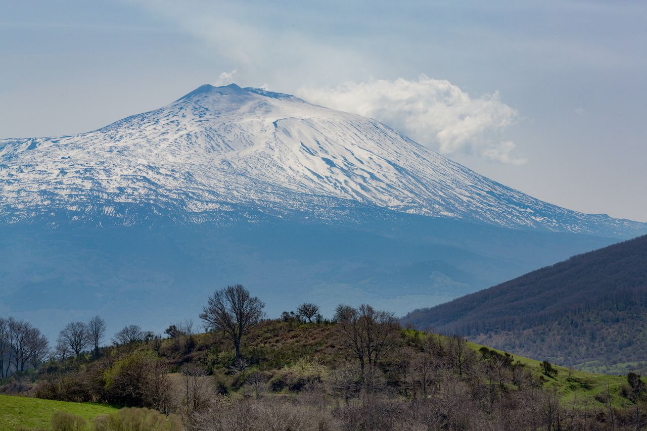 volcano and snow