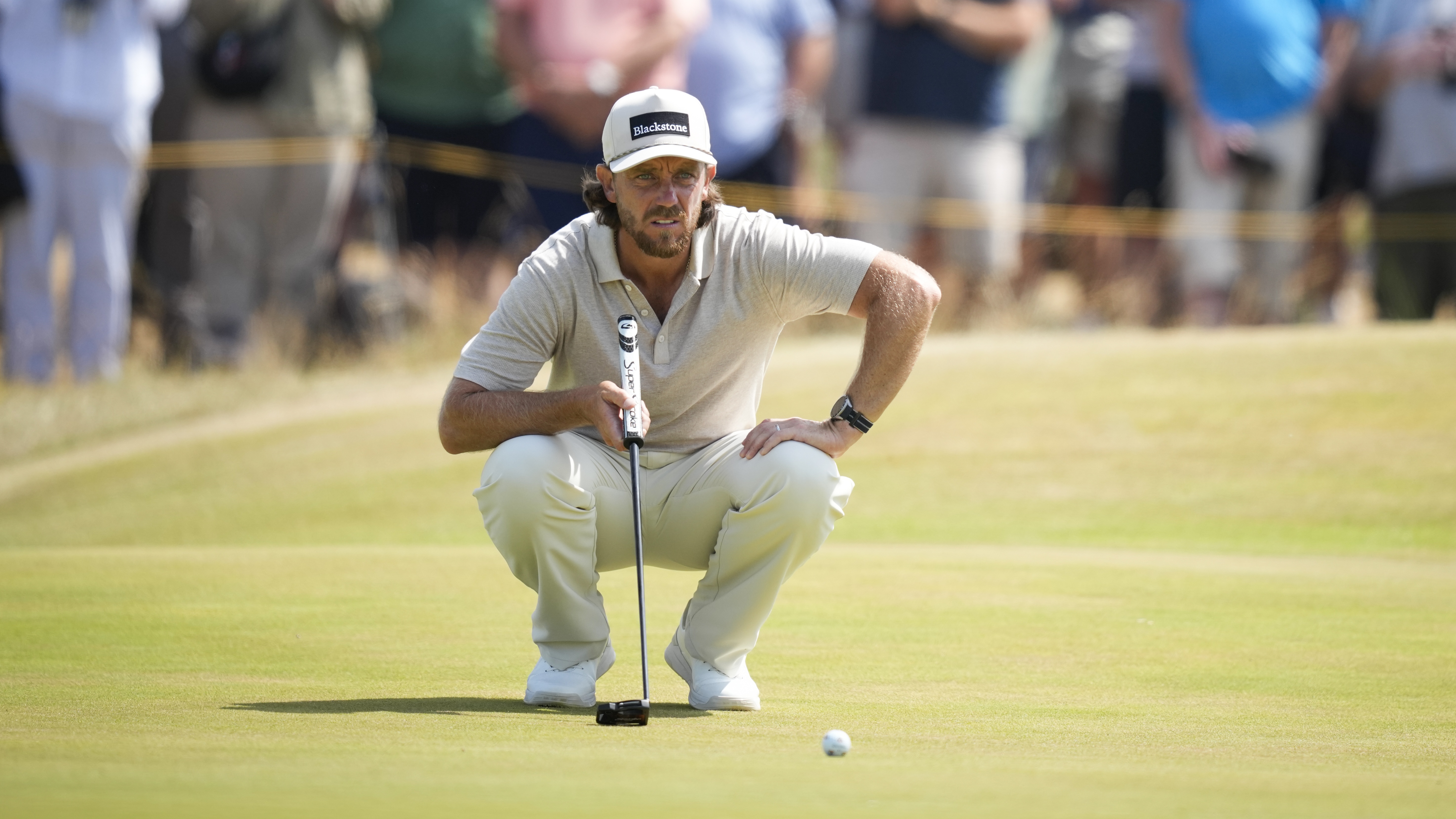 Tommy Fleetwood of England on the ninth green during the first round of The Open Championship at Royal Birkdale Golf Club on July 16, 2026 in Southport, England. 