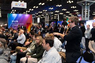 Audience member asking a question during a session.