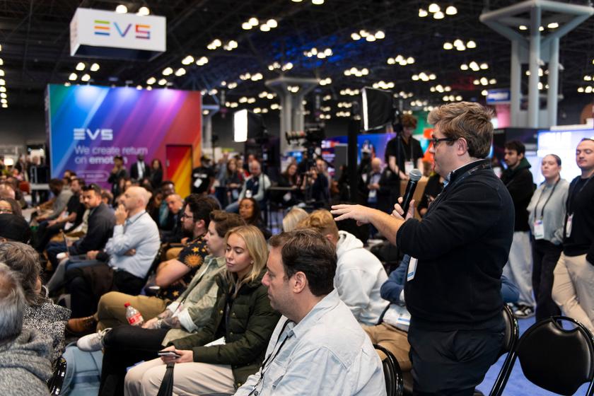 Audience member asking a question during a session. 