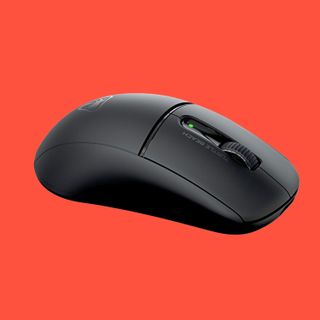 An image of a Turtle Beach Burst II Air gaming mouse against a red background