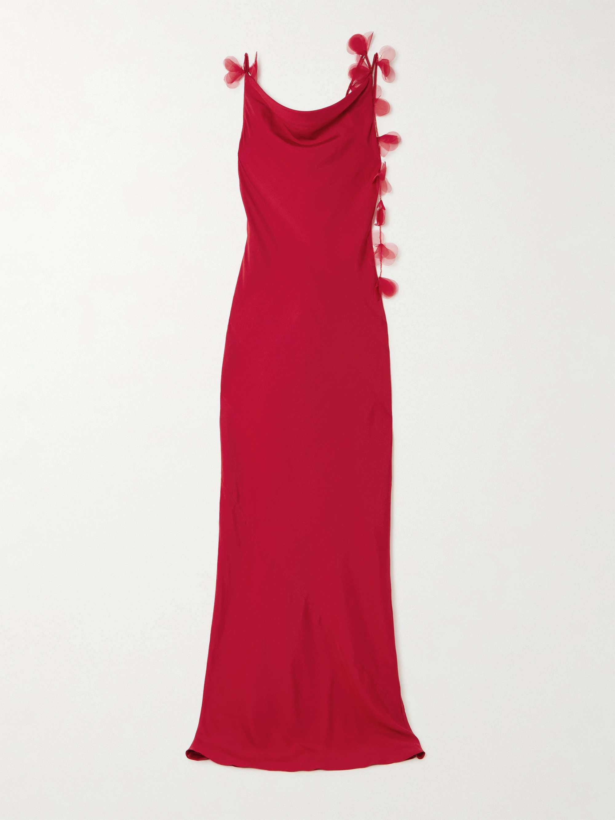Nymeria Open-Back Organza-Trimmed Silk-Blend Satin Maxi Dress