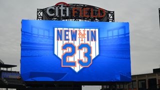 The new dual-sided LED scoreboard from Samsung at the New York Mets Citi Field. 