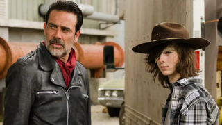 Negan and Carl in The Walking Dead.
