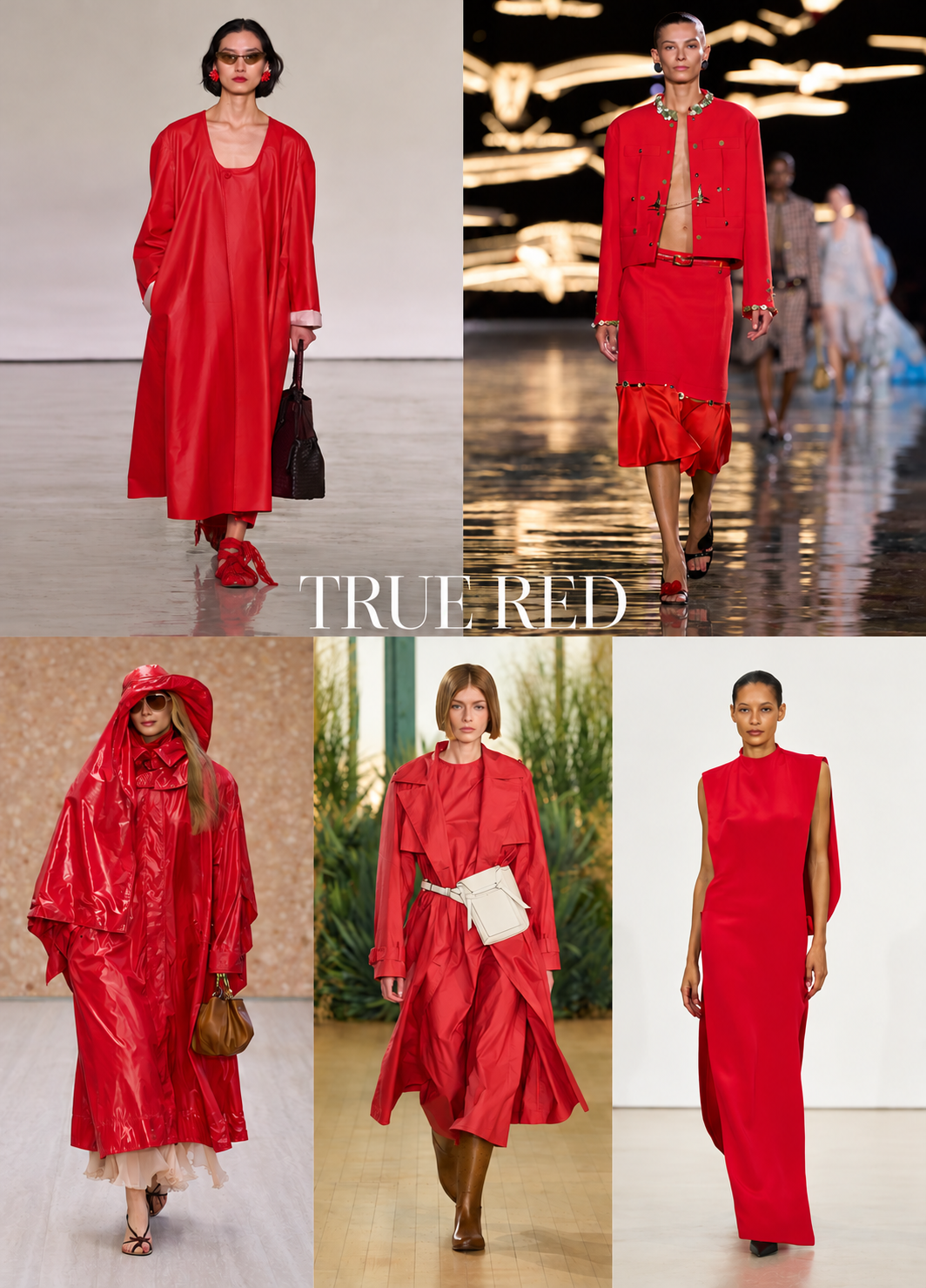 Photo collage of different color trends from the Spring Summer 2027 runway.