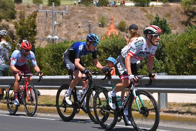 Austrian champion Lukas Postlberger pushes the pace for Bora-Hansgrohe