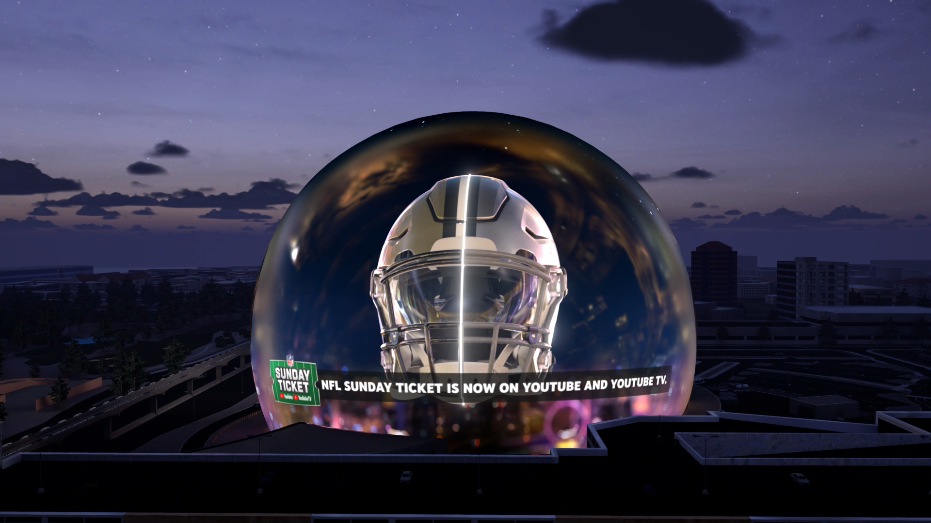 Vegas Sphere Dome Promotes   NFL Sunday Ticket on 'Exosphere'