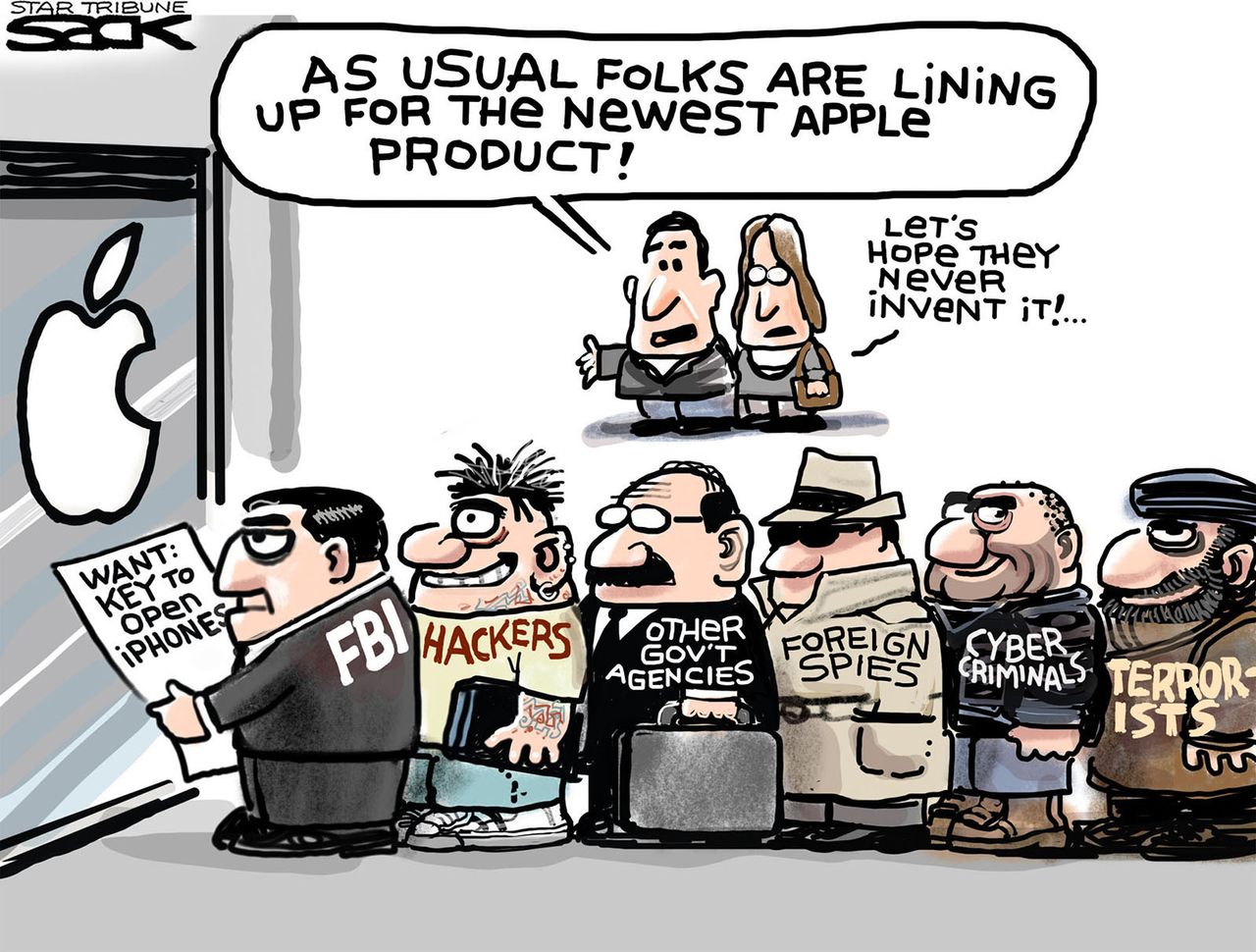 Political Cartoon U.S. Apple FBI