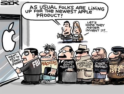 Political Cartoon U.S. Apple FBI