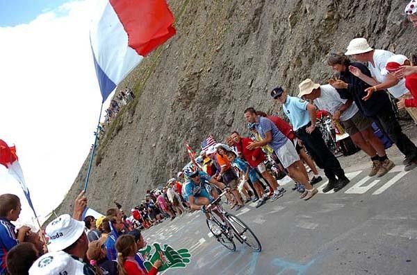 The French flag was flying high as the riders flew by.