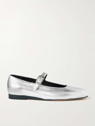 Metallic Leather Mary Jane Flats