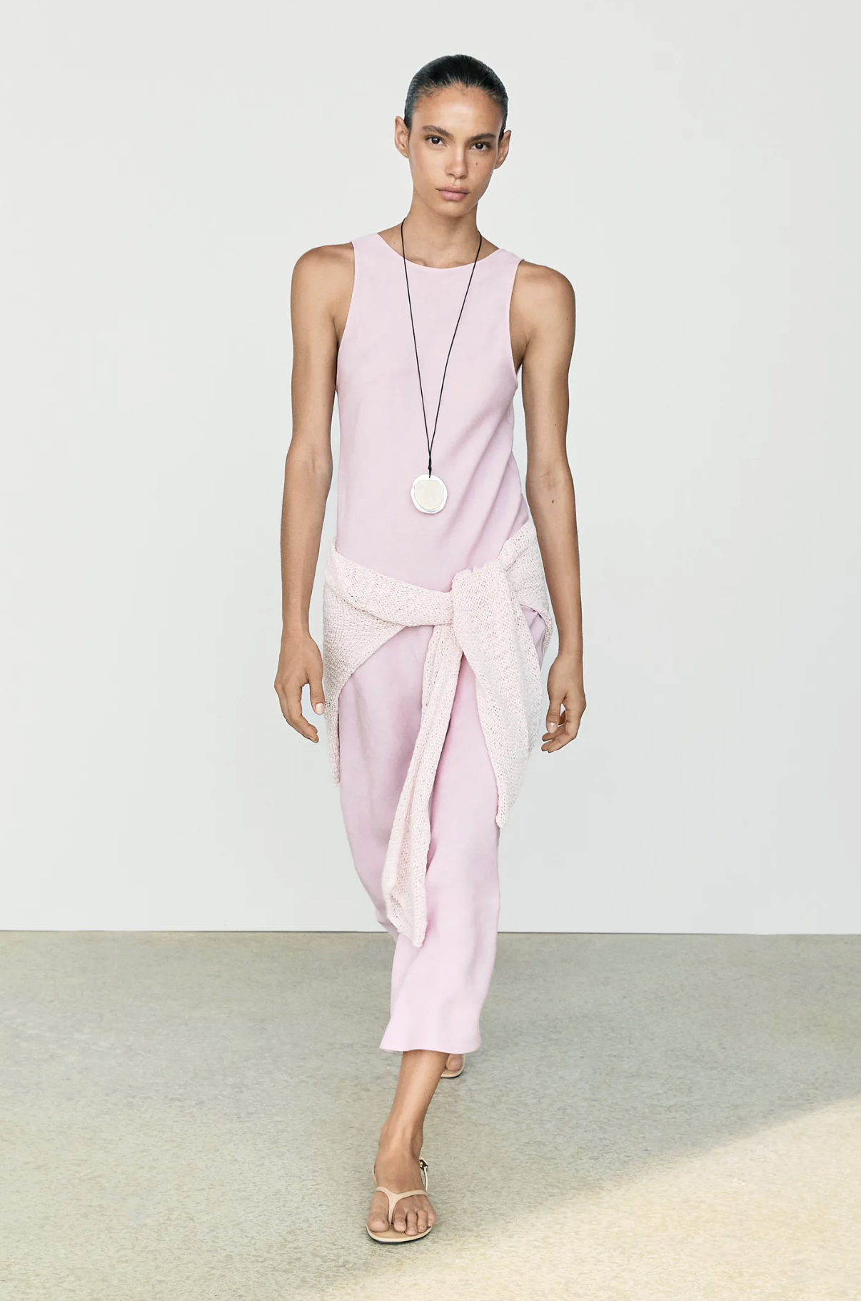Massimo Dutti, Flowing Linen-Blend Midi Dress