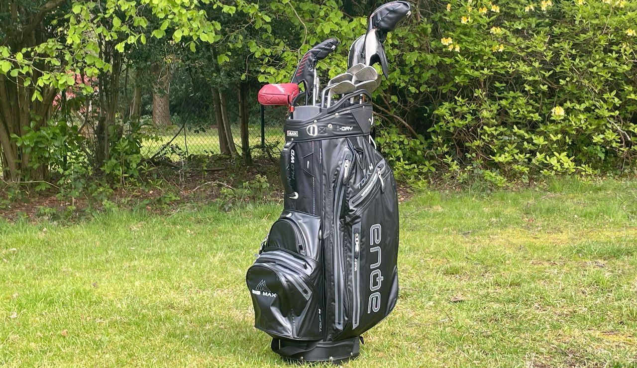 The Big Max Aqua Tour 4 Cart Bag standing on grass