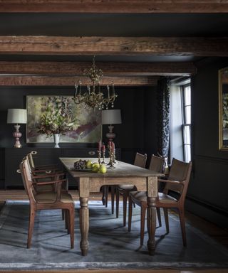 Off-Black by Farrow & Ball in a dark academia dining room