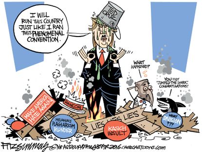 Political cartoon U.S. Trump running the country