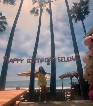 selena gomez celebrates her 32 birthday in a butter yellow free people romper