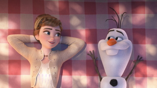 Anna and Olaf laying down in Frozen II