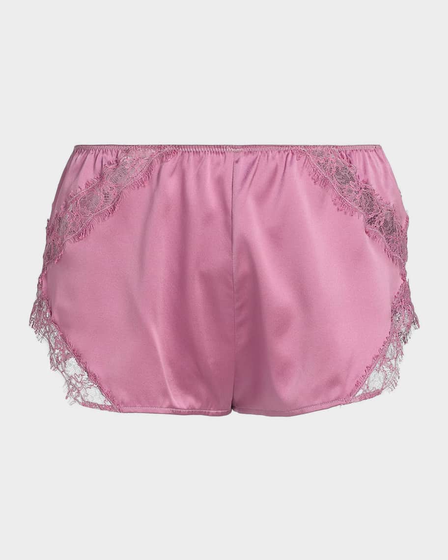 Lace-Trim Silk Charmeuse Tap Shorts