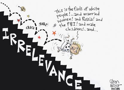 Political cartoon U.S. Hillary Clinton 2016 election loss blame fall