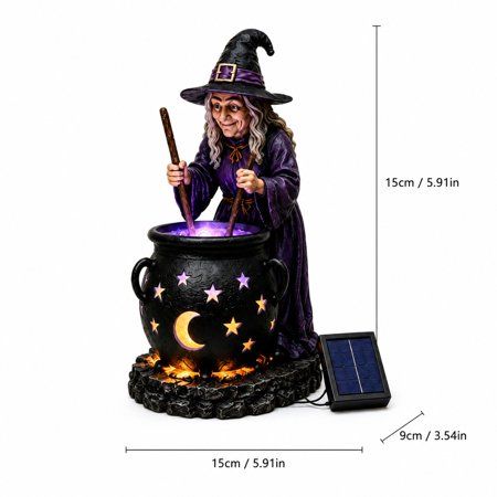 Halloween Witch Cauldron Solar Garden Light