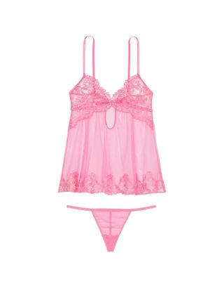 Victoria's Secret pink babydoll tank top and matching thong underwear
