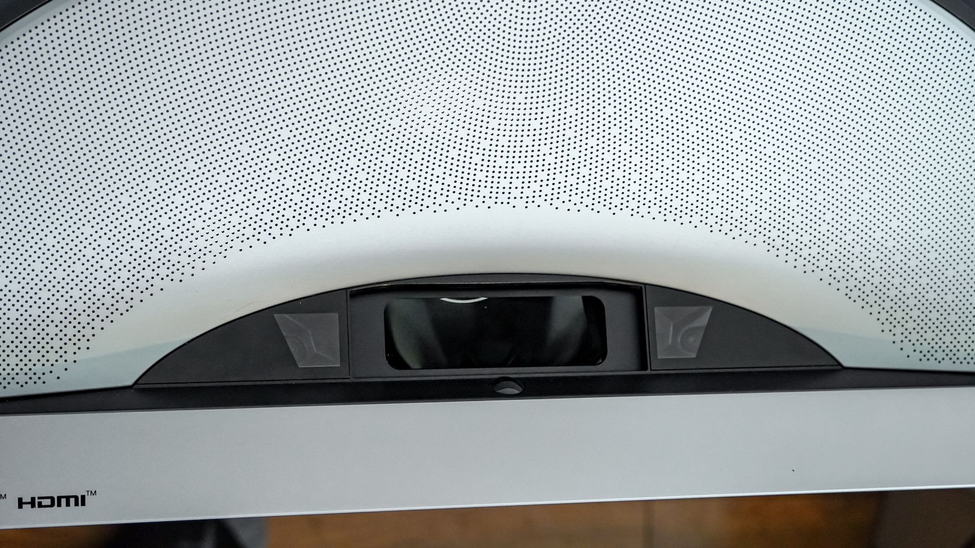Close up of the lenses on a Hisense PX4 Pro projector