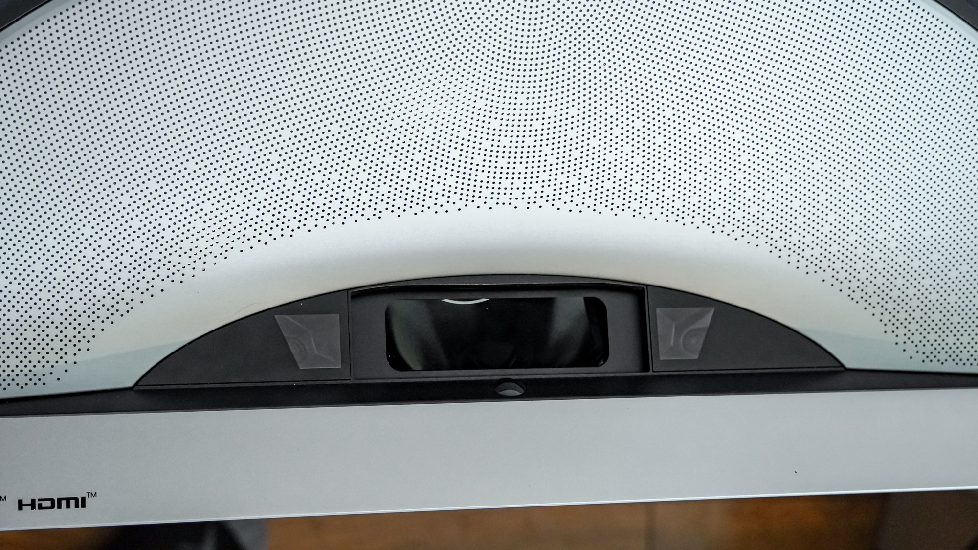 Close up of the lenses on a Hisense PX4 Pro projector