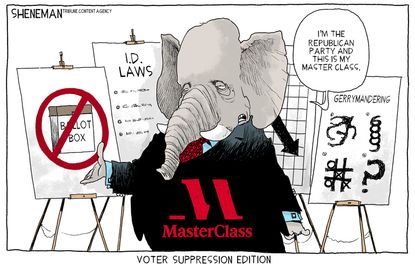Political Cartoon U.S. GOP voter suppression