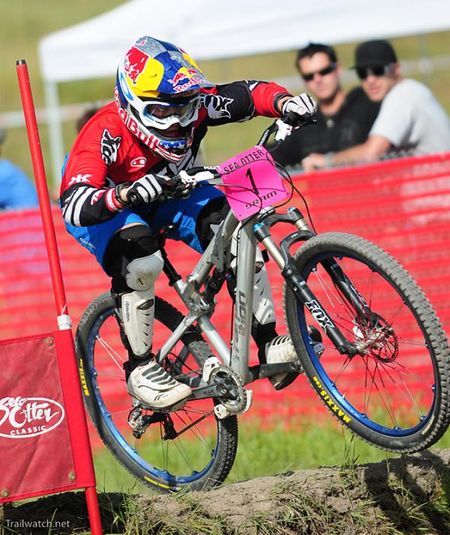 Jill Kintner (Transitions) on her way to winning the Sea Otter dual slalom.